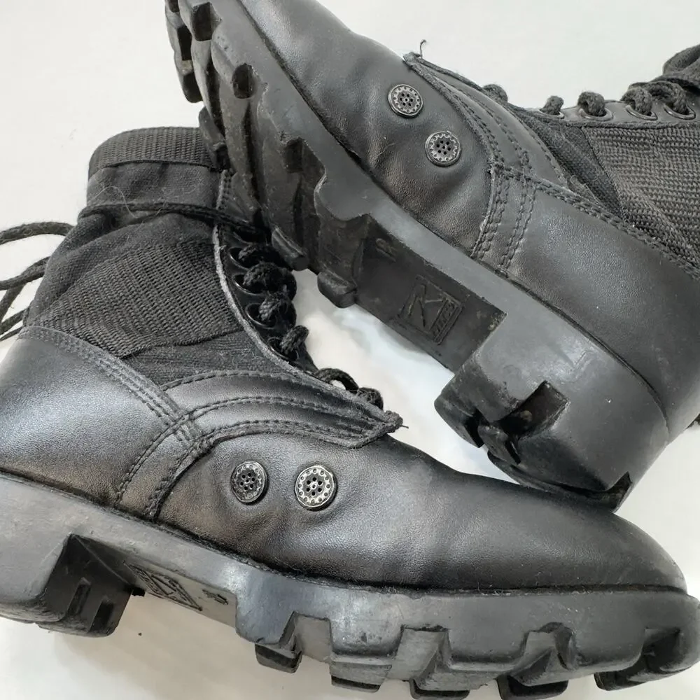 Rothco Combat Jungle Boots Youth 1R Black Leather Canvas Lace-Up